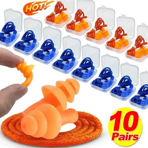 Reusable Silicone Earplugs with String Banded